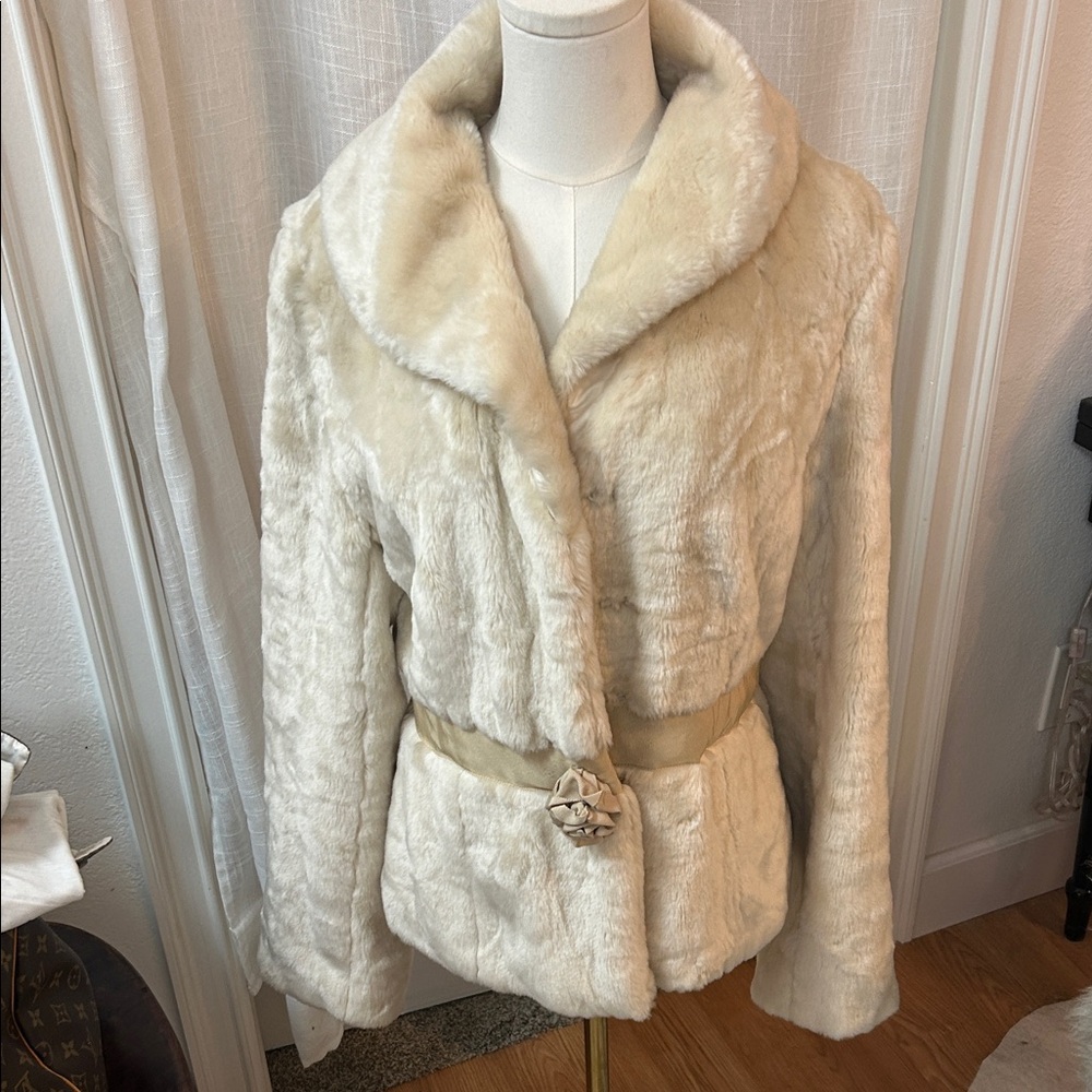 Beth Bowley Cream Teddy Jacket with Belt